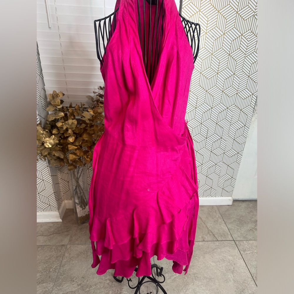 NWT RALPH LAUREN Wraparound Cross Over Adjustable Ruffles Dress Pink Sz 2 like M